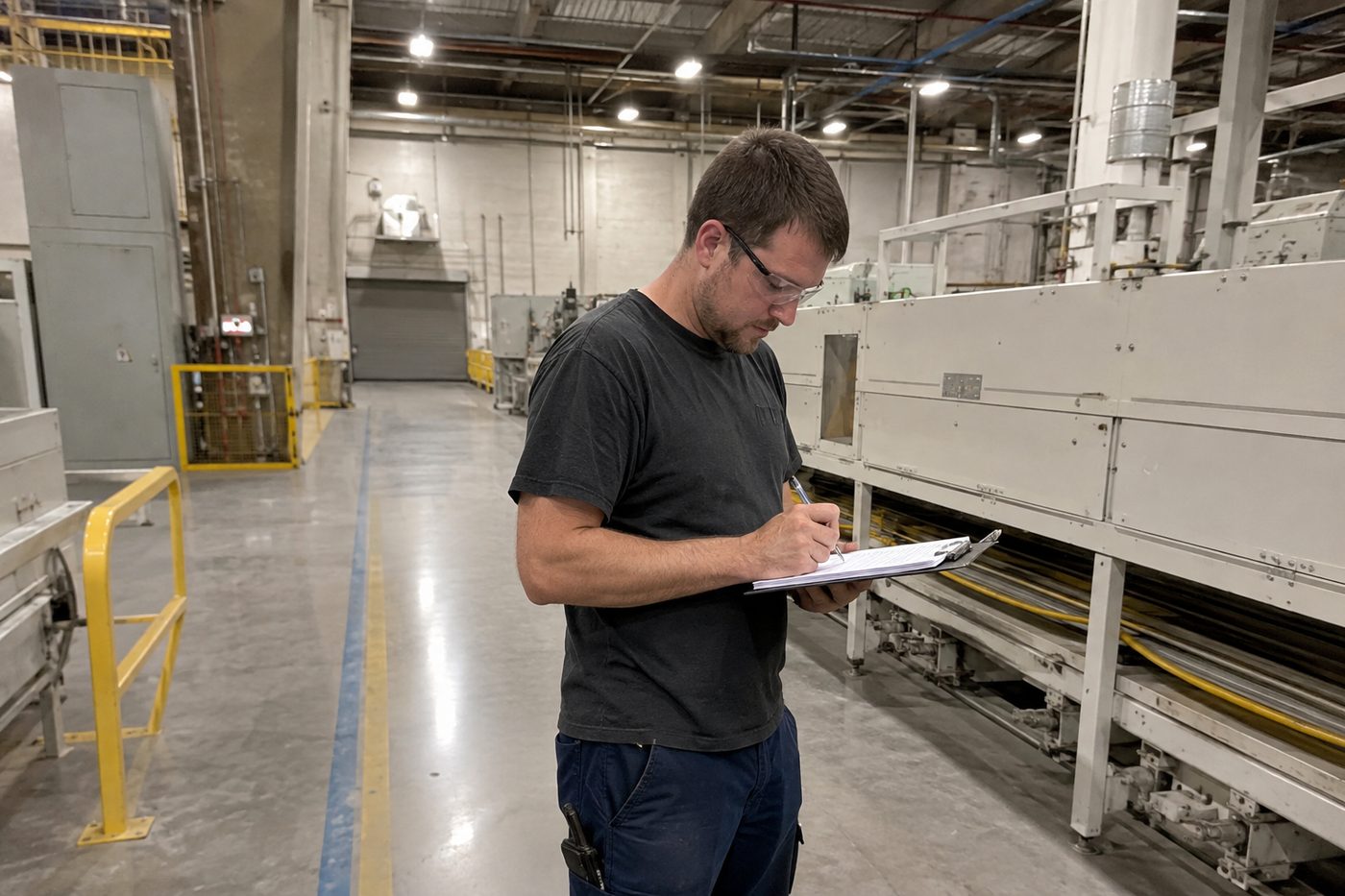 A status board tracking daily counts on a plant floor.